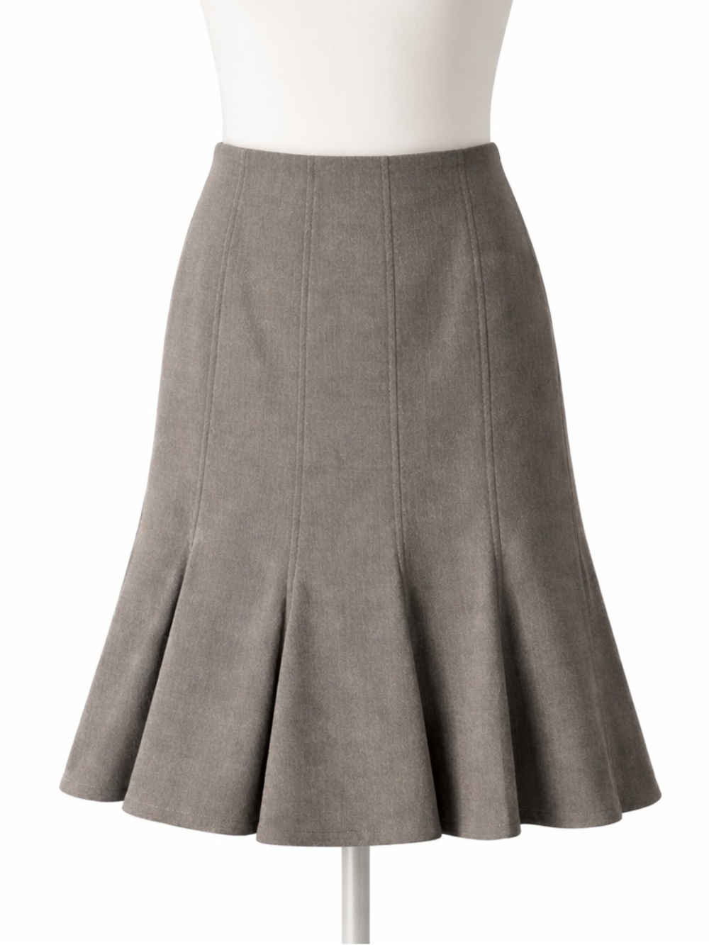 Gray Knee-Length A-Line Pleated Skirt